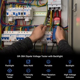 Voltage Tester AC DC 600V Pen Type Digital Multimeter Measures Voltage, Continuity Tester, Phase Sequence Measurement, with Display Screen, Backlight, Lamp Light, Audible LED Alarms, Data Hold
