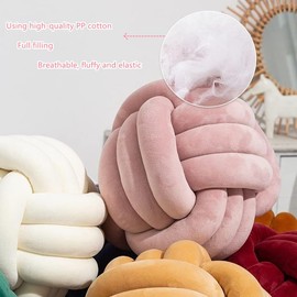 JOSON Soft Knotted Ball Pillow, Plush Knotted Round Pillow Cushion, Relieve Sensory Pressure, Suitable for Floor, Bed, Sofa, Bedroom Decoration (8.7 inches Pink)