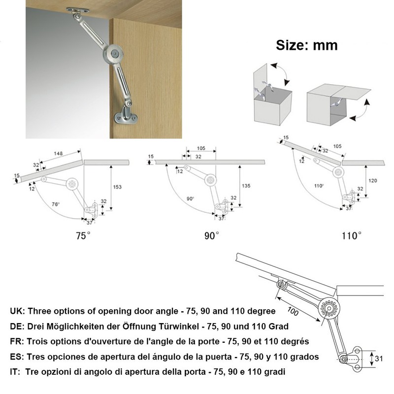4 Packs [Upgraded] Qrity Cabinet Cupborad Furniture Door Lift Stay