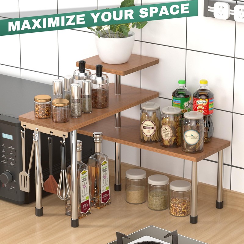 ZHWS Bathroom Counter Organizer Corner Countertop Shelf Adjustable 3 Tier