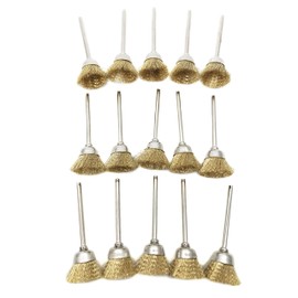 Brass Cup Wire Brush, 1/8 Inch Shank 2 Inch Length, Cleaning Polishing for Dremel and Compatible Rotary Tools, 15Pcs (Brass Cup Wire Brush)