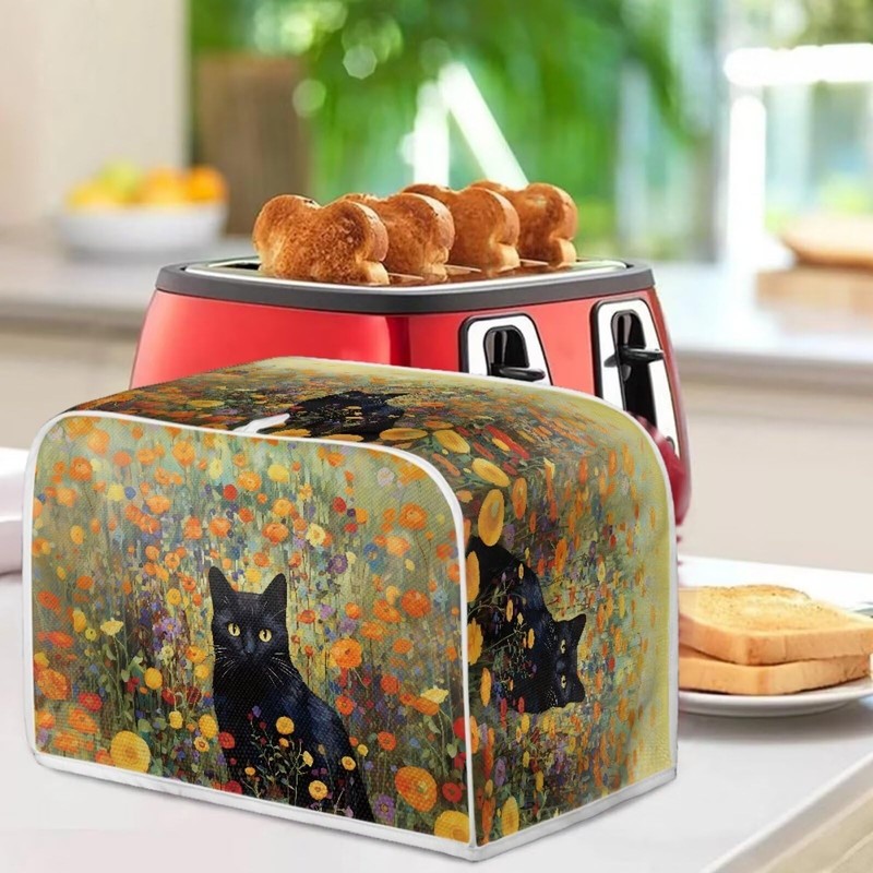 Talayituse Cat Flower Print Toaster Cover 2 Slice Wide Slot,