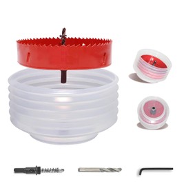 6 Inch Hole Saw with Dust Bowl for Recessed Lights Can Lights HSS Bi-Metal Holesaw Drill Bit Wood Metal Drywall Hole Saw Cutter for PVC,Plastic,Plaster,Gypsum Board