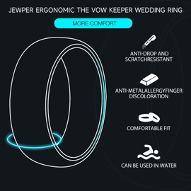 JEWPER 6MM 8mm Black/silver/gold Tungsten Rings for Men Womens Couple Fashion Jewelry Promise Engagement Wedding Band Hammered Inner ring inlaid with olive wood Carbide Polished Edge Comfort Fit, 8.5,
