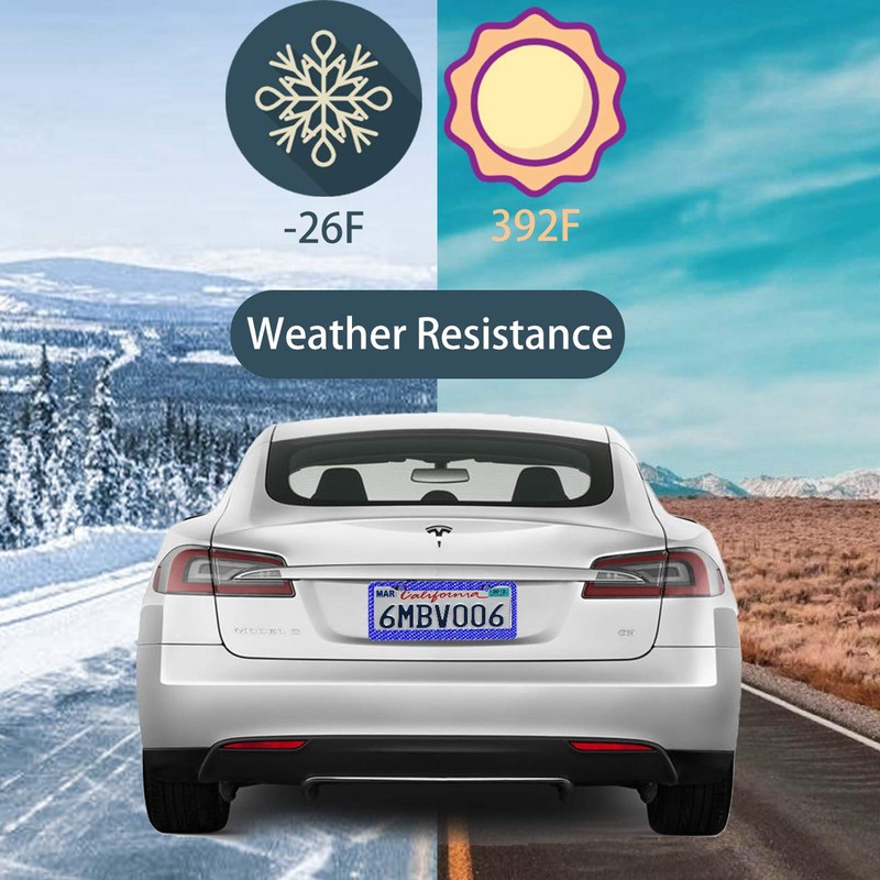 Gioyonil 2 Pack License Plate Frames: Stainless Steel Handcrafted Sapphire