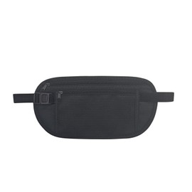 FuninCrea Money Belt, Nylon Fanny Pack Hidden Belt Bag with RFID Blocking for Women Men, Anti-theft Waist Pack Under Clothes with Adjustable Buckle for Travel, Running, Hiking, Cycling (black)