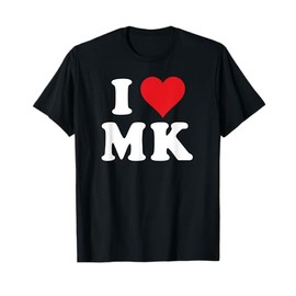 I Love MK Initials I Heart M.K. First Last Name M K T-Shirt