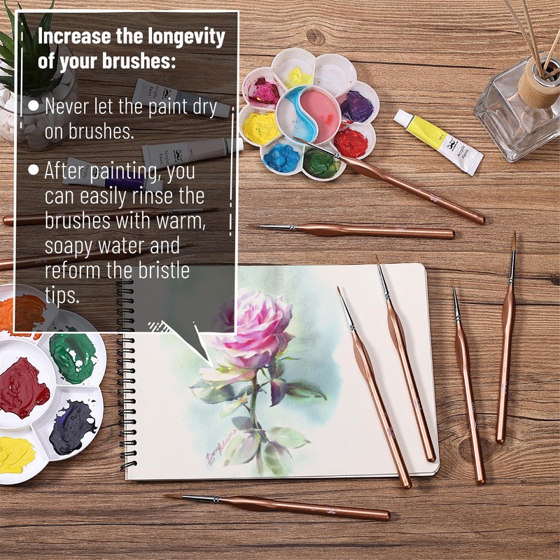 Mr. Pen- Detail Paint Brushes Set, 9 pcs, Rose Gold,