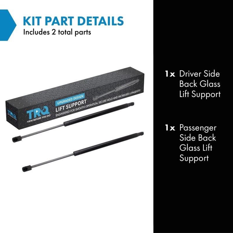 TRQ Driver & Passenger Side Back Glass Lift Support Shock