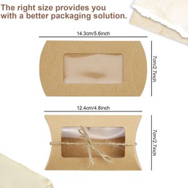 Pack of 50 Gift Boxes Cushion Boxes 14.5 x 7.5 cm Cushion Box Kraft Paper Gift Box Gift Box Boxes Small with Thank You Sticker Jute String for DIY Invitation Gift Party Festival