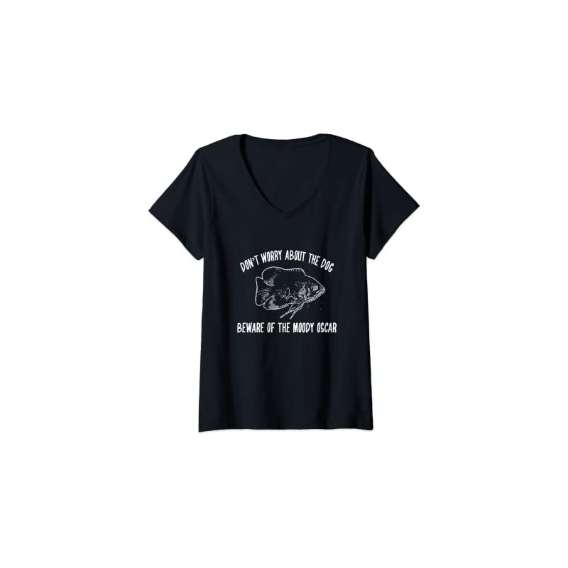 Womens Beware Of Moody Oscar Cichlid Aquarium Fish Keeping V-Neck