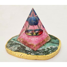 Sharvgun Orgone Pyramid Rose Quartz Crystal, Lapis Lazuli Ball Pentagram Alter Flower of Life Healing Gemstone Reiki Chara Kit with 4 Crystal Youga Meditation