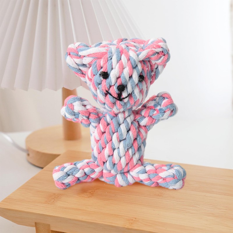 MEMOFYND 1 Piece Hand Knitted Bear Teething Toy for Puppies,