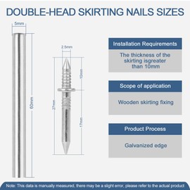 400pcs Hardware Nails Double Head Skirting Nails with 4 Tools - Invisible Seamless Baseboard Screws for Solid Wood Trim, Double-Sided Installation