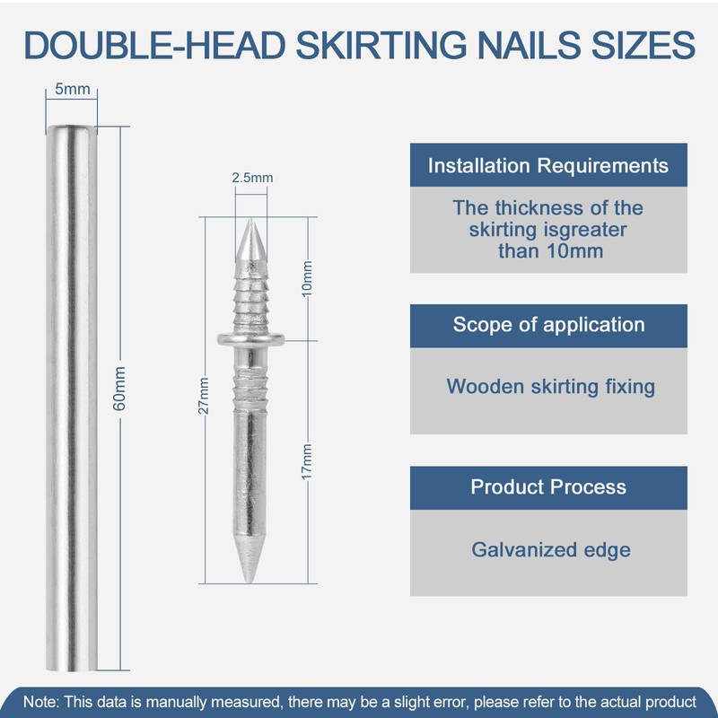 400pcs Hardware Nails Double Head Skirting Nails with 4 Tools