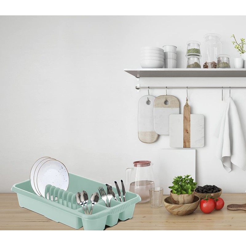 M1SS Set of 2 Silver Sage Plastic Medium Dish Drainer