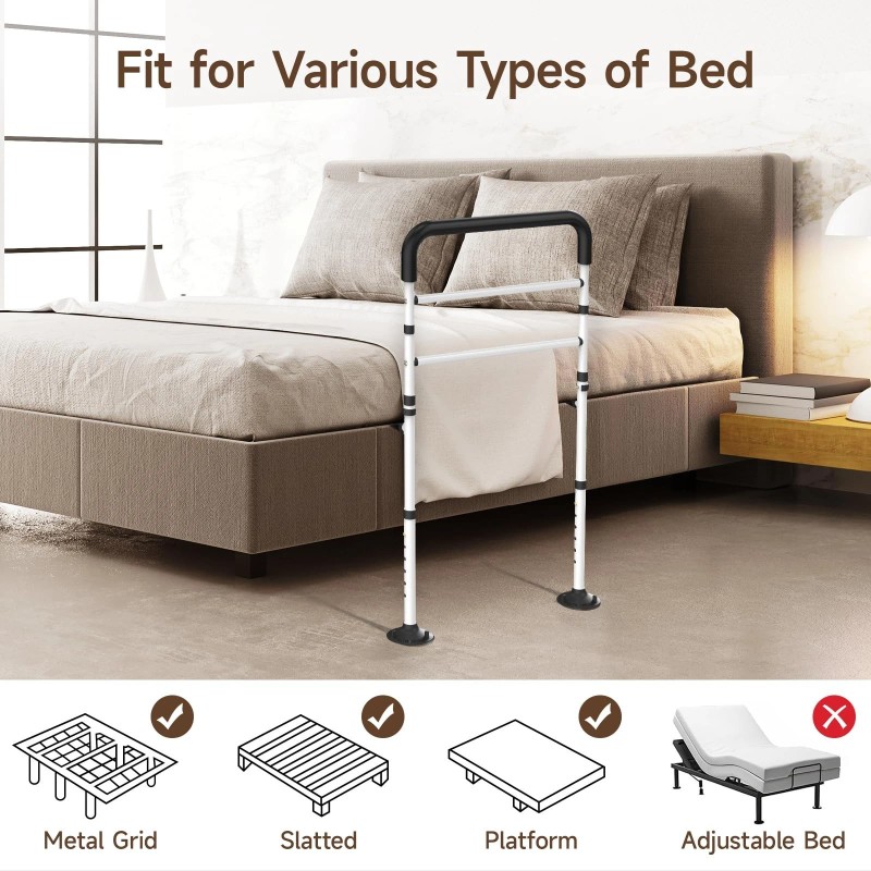 WAYES Adjustable Bed Rail Safety Bed Assist Rail Bed Safety