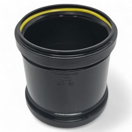 Duraplast UK™ Black 110mm (4 Inch) Soil Pushfit Straight Coupler Double Socket | BS Certified Durable PVC Fitting for Above & Below Ground Drainage Systems | Easy Installation & Leak-Free Performance