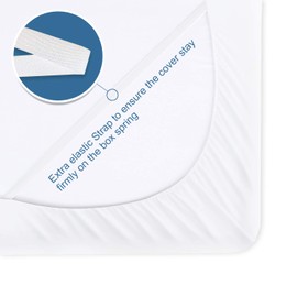 Box Spring Cover Queen Size with Smooth and Elastic Woven Material, Only Covers Sides, Alternates for Bed Skirt, Wrinkle & Fading Resistant, Washable, Dustproof, White