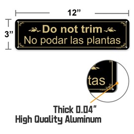 2 Pcs Do Not Trim Signs 12 x 3 Inch Bilingual Plant Sign in English and Spanish, Do Not Trim Yard Signs Reflective Rust Free Aluminum, Weatherproof, Scratch and UV Resistant.(12 x 3 Inch)
