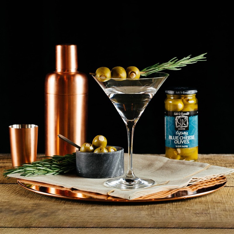 Tipsy Green Olives Stuffed with Blue Cheese - Large Cocktail