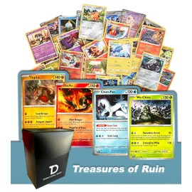 Dan123yal Treasures of Ruin TCG Random Assortment Bundle || Guaranteed Treasures of Ruin Quartet + 6 Holographic Cards + 6 High HP Cards Deck Box