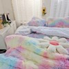chovy Kids Girls Faux Fur Rainbow Comforter Sets Queen -