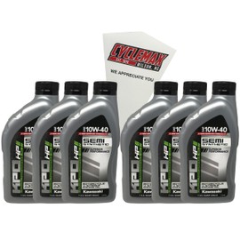 Cyclemax Six Pack compatible with Kawasaki KPO Semi-Synthetic 10W-40 4-Stroke Motorcycle Oil K61021-300-01Q Contains Six Quarts and a Funnel