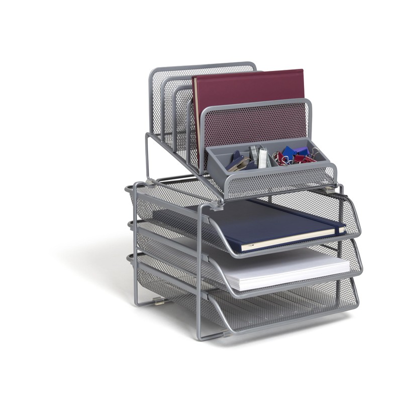 TRU RED Staples All-In-One 10-Compartment Wire Mesh Desk Organizer -