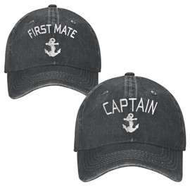 2PCS Captain First Mate Baseball Caps Nautical Gifts for Couples Black