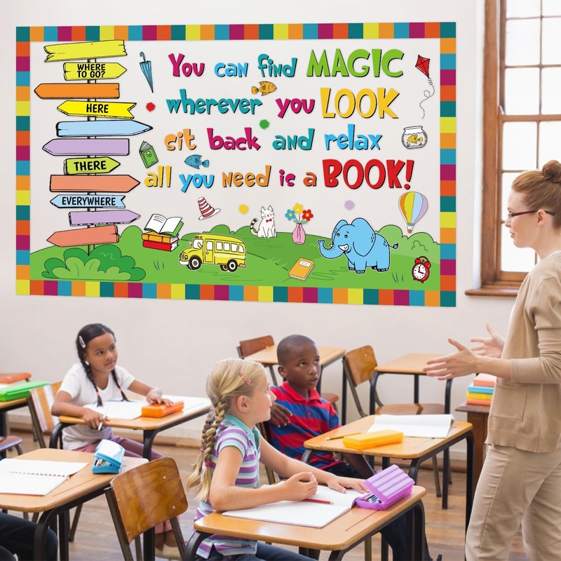 82Pcs Reading Bulletin Board Reading Day Book Themed Classroom Decorations