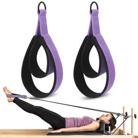 2PCS Purple Pilates Double Loop Straps for Reformer Feet - Fitness and Yoga Equipment - D-Ring Exercise Straps for Gym and Home Workouts