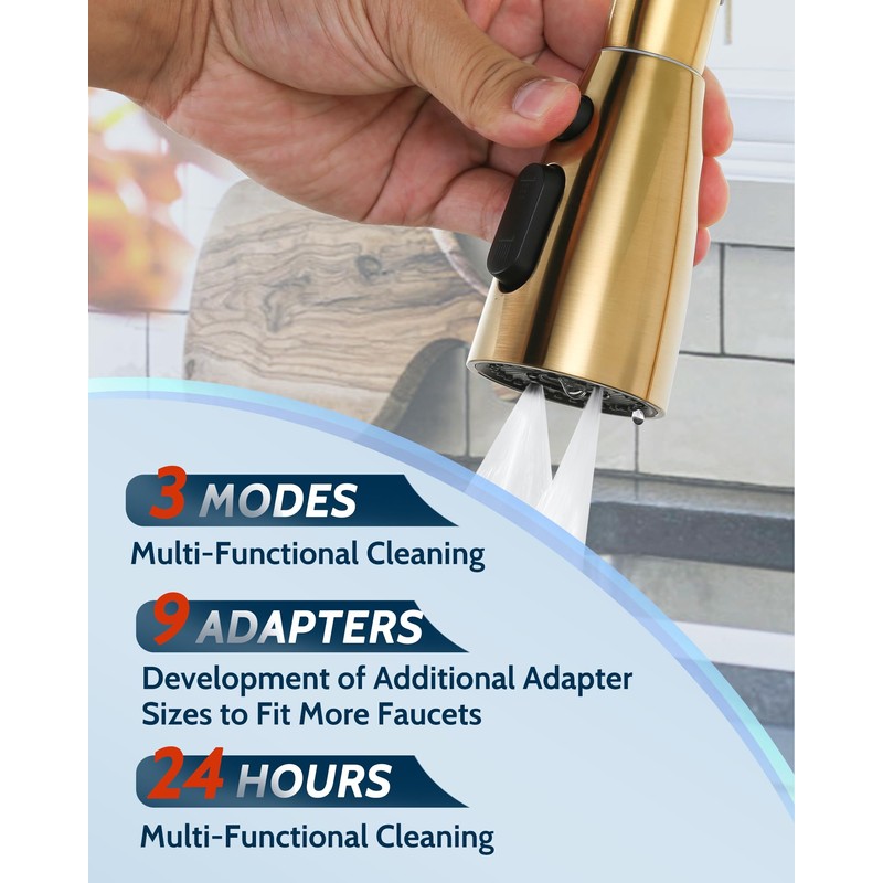Kitchen Faucet Head Replacement:Stainless Steel Spray Head,3 Modes Pull Out