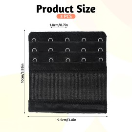 QfwdfcTrenz Pack of 3 Women's Bra Extensions Soft and Comfortable Bra Extension 5 Hooks 3 Rows Extender for Women for Breastfeeding Elastic Extension Extender Pregnancy Accessories (Black)