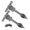 Black Cast Iron Spear Hinges Leaf Design Pair - 6
