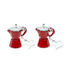 Miniblings Espresso Pot Earrings Coffee Pot Mocha Coffee Wreath Red Handmade Fashion Jewellery I Earrings Earrings Gold-Plated, Metal