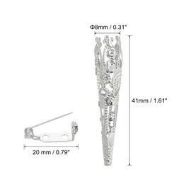 PATIKIL 41mm Corsage Decorative Holder, 4 Pcs Brooch Pin Vase Pocket Boutonnieres Holder with Bar Pins for Wedding Party DIY Crafts, Platinum