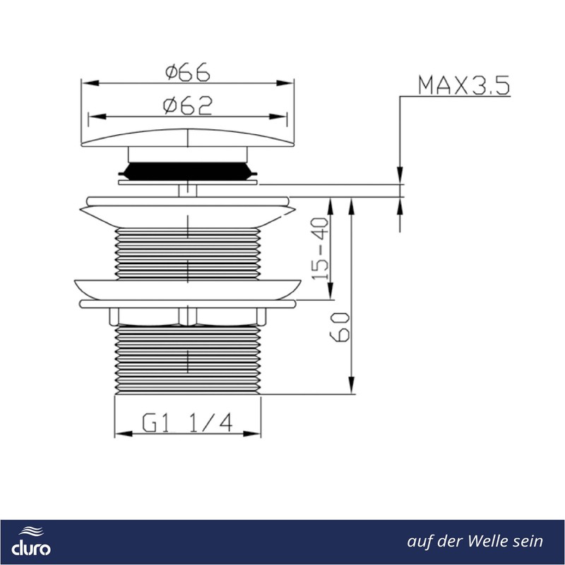 DURO CLICK-CLACK Sink Plug - Universal Pop Up Drain Plug