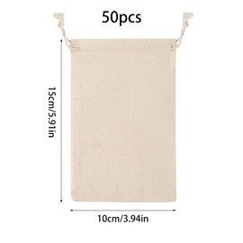50Pack Cotton Drawstring Bags, 4 x 6" Reusable Canvas Pouch Bags Vintage Gift Bags DIY Jewelry Bags for Jewelry New Year Storage Wedding Party Favor