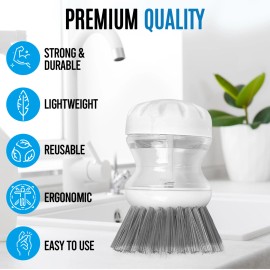 Lizzy's Solutions and More 3pack Built-In Soap Dispenser Palm Kitchen Plate Cleaning Scrub Dishwasher Brush