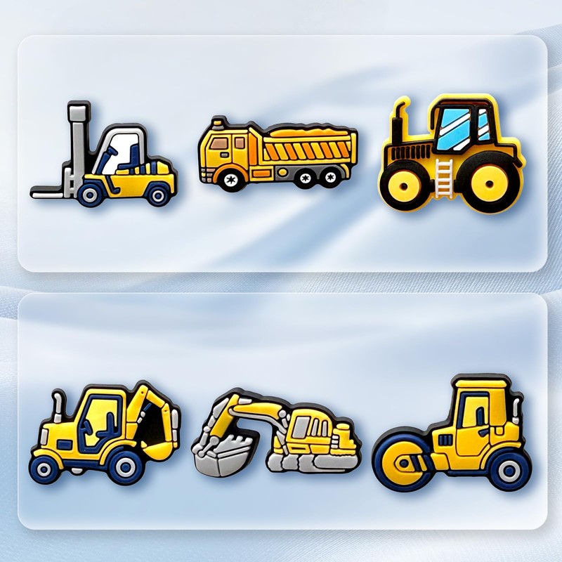 Excavators Shoe Charms, Construction Croc Charms Pack for Shoe Decoration