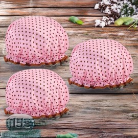 Three Sun Hair Styling Hair Perm Waterproof Double Shower Hair Cap 15 Pink Dots / 쓰리썬 헤어스타일링 헤어펌 방수 이중 샤워 헤어캡 15개 핑크도트