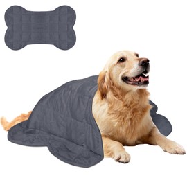 YUSRA Weighted Blanket for Dogs 5 lb, Bone Shape Weighted Dog Blanket Pets Like, Calming Dog Weighted Blanket Perfect for Thunderstorms, Separation, Travel, Firework, Machine Washable, Grey 23x35 inch