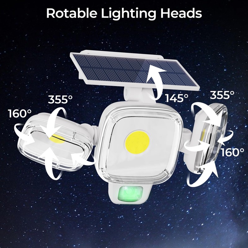 CINOTON Solar Motion Sensor Outdoor Lights, 3 Modes LED Security
