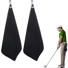 BNFGD 2 Pcs Golf Towels Absorbent, Golf Towels For Golf Bags With Clip, Sport Cleaning Towels and Multifunction Towels, Golf Bag Towel with Carabiner Clip, for Outdoor Yoga Camping Gym
