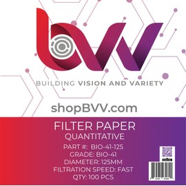 BVV Ashless Filter Papers - 125MM - Quantitative - Grade 41 - Fast - 20-25um