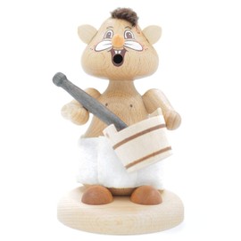 Kuhnert - Hamster Smoker Figurine Solid Wood Turned 13 cm (Sauna Goer)