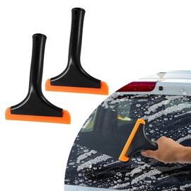 Ziciner Small Silicone Window Squeegee, Car Windshield Water Blade Squeegee, Multifunctional Auto Squeegee with 5.9 Inch Blade and Non-Slip Handle for Car Window, Home Cleaning (Black-2PCS)