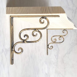 MASOUDITRADING Shelf Bracket, 5.1 inches (13 cm) (1 Piece), Iron Bracket, Metal Fittings, Shelf Support, Black Gold