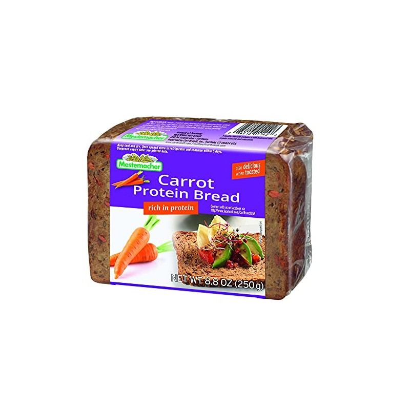 Mestemacher Protein Bread,Carrot, 9 Count